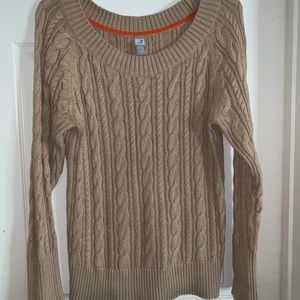 Beige scope neck sweater.